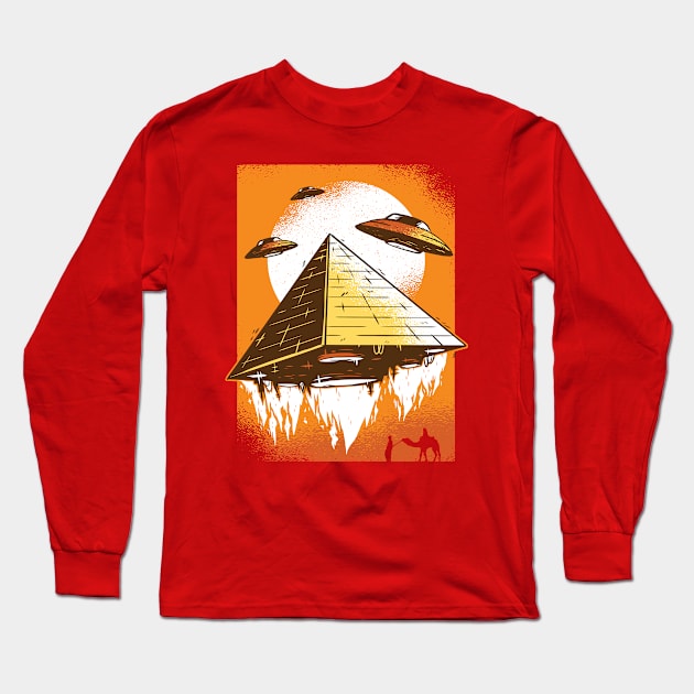 UFO Pyramid Graphic Tee Long Sleeve T-Shirt by vexeltees